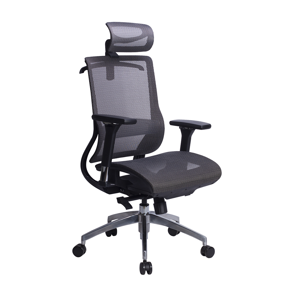 GCSDIR1511NE_GCSACC050NE Silla directiva con respaldo y asiento en malla negra con cabecera - Image 1