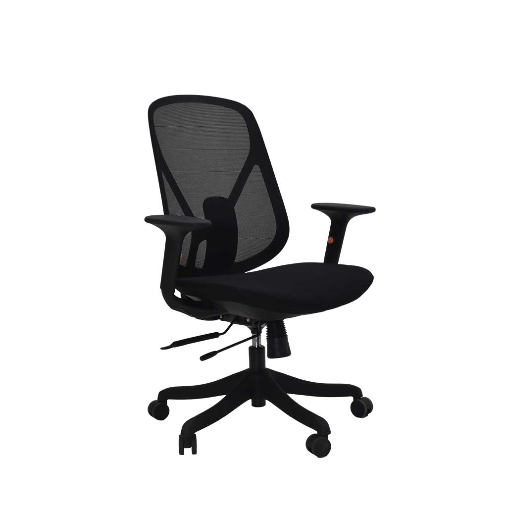 GCSOPE210 Silla operativa en malla negra con estructura negra. - Image 1