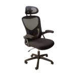 Silla operativa en malla negra con estructura negra.