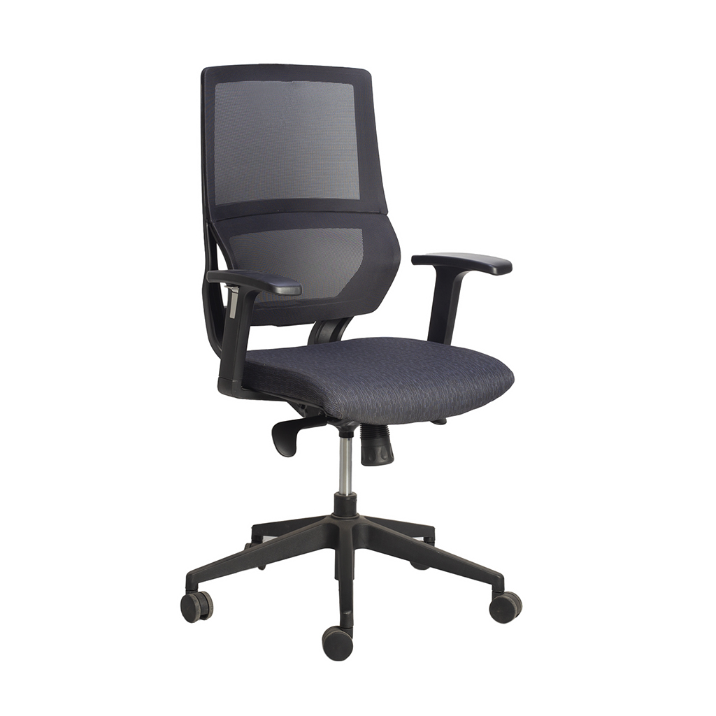 GCSOPE310 Silla operativa en malla negra con estructura negra. - Image 1
