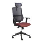 Silla Ejecutiva en malla negra, estructura negra con cabecera
